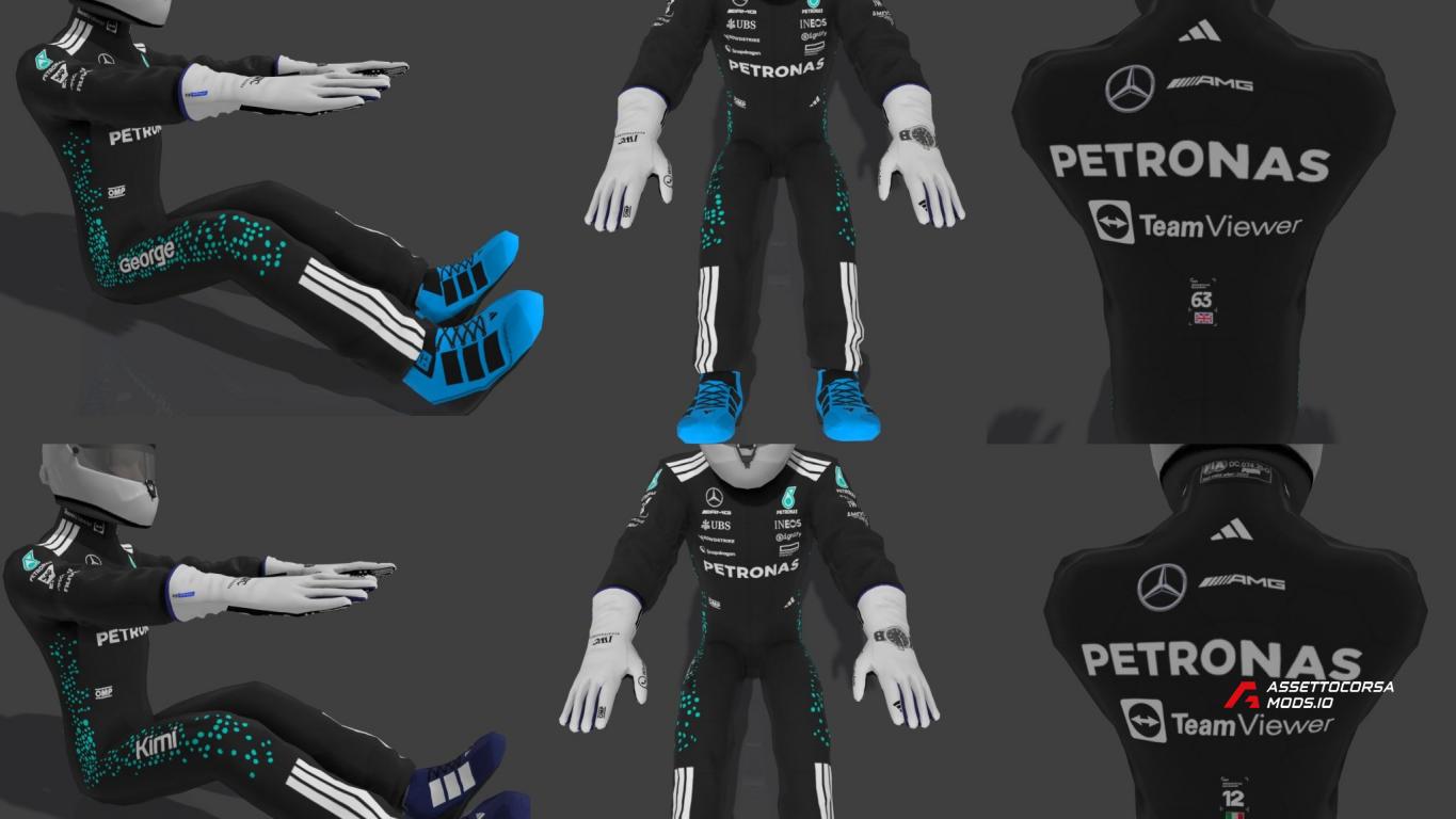Mercedes AMG-Petronas F1 Team 2025 Drivers Suits & Gloves
