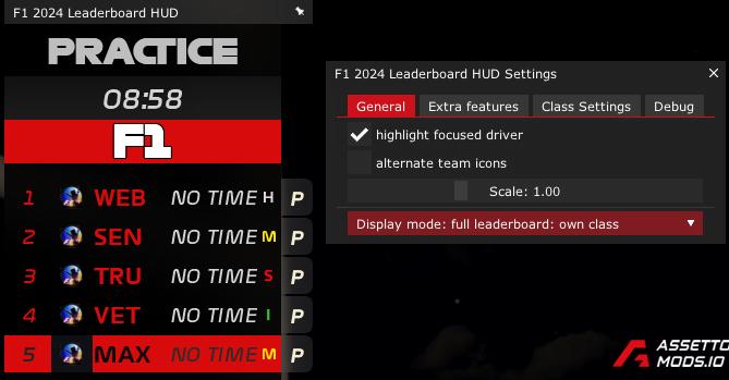 F1 2024 Leaderboard HUD