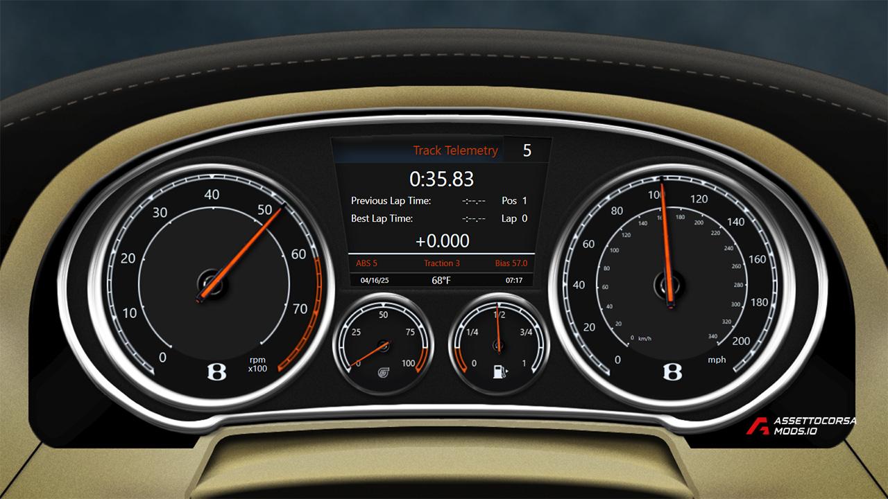 Bentley Continental GT Simhub Dash