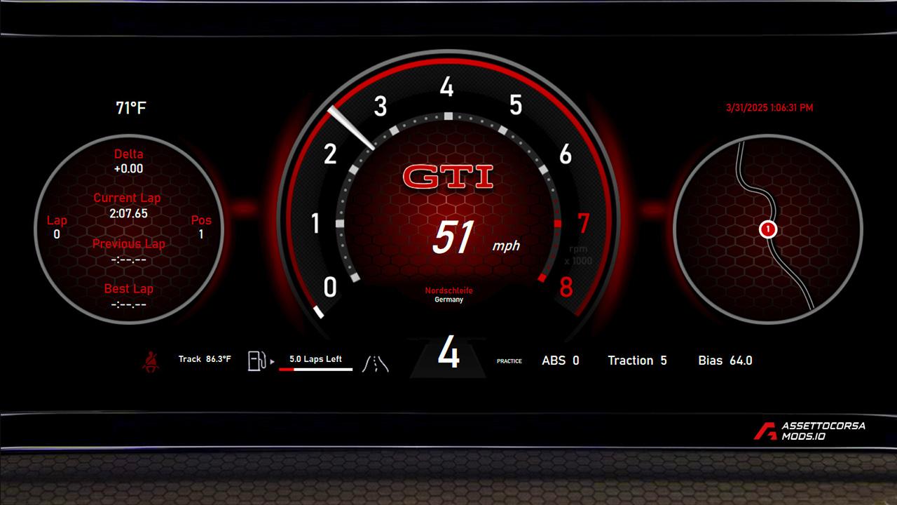 Volkswagen GTI Inspired SimHub Dash