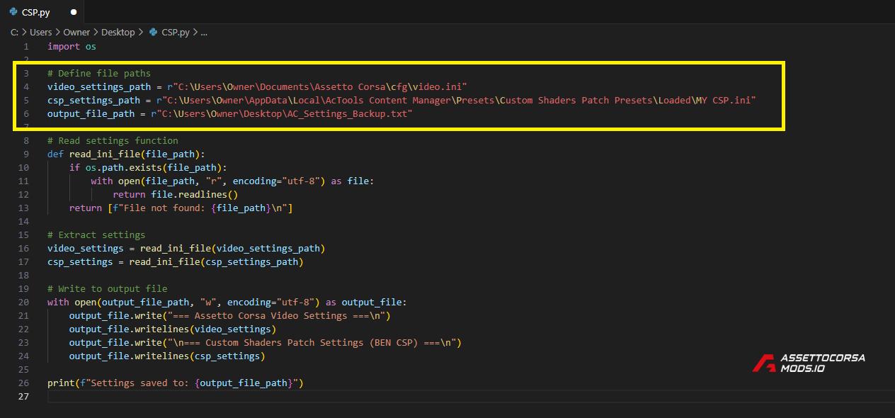 Export Video & CSP Settings to Text File