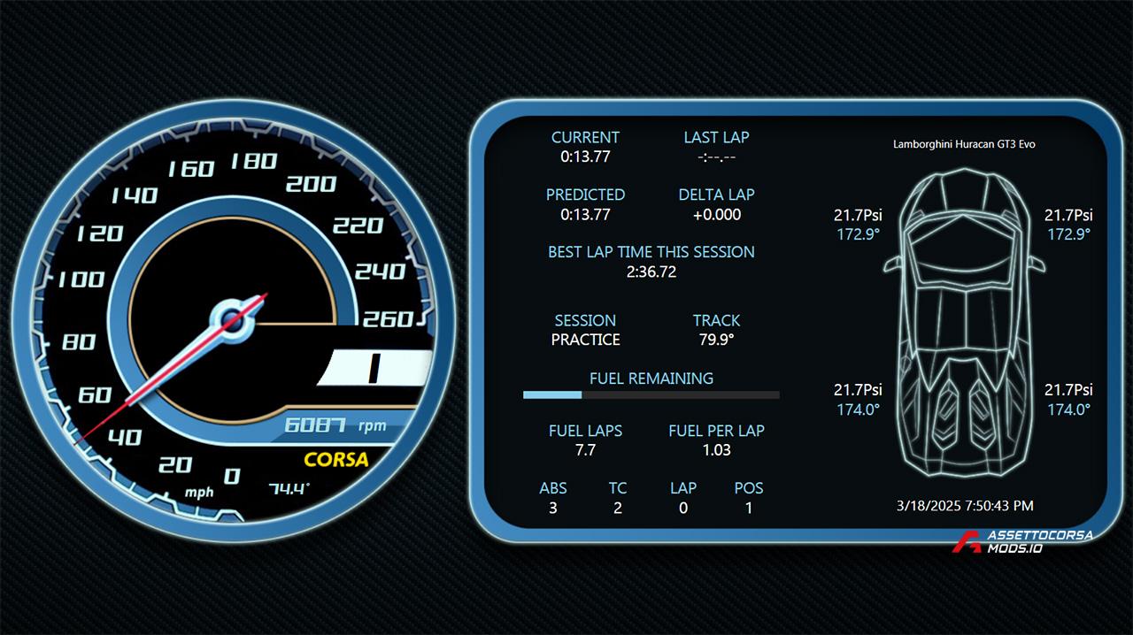 Lamborghini Inspired SimHub Dash