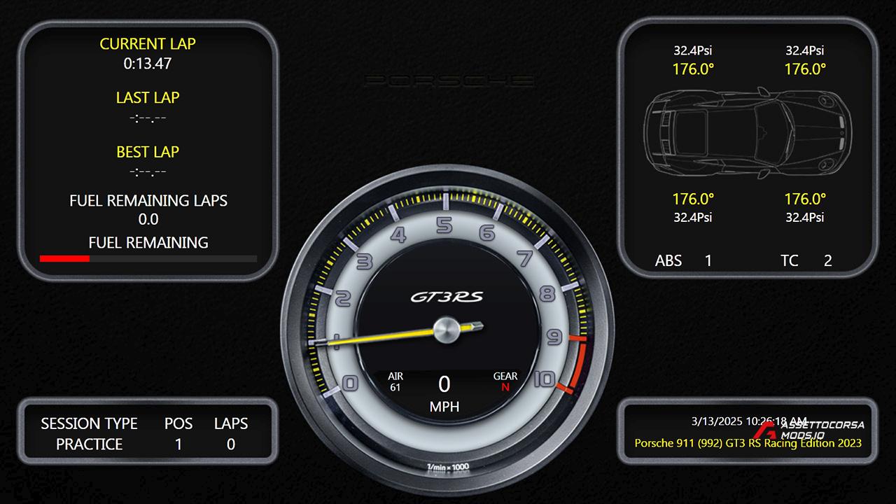 Porsche GT3 RS Inspired SimHub Dash